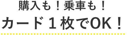 購入も！乗車も！カード1枚でOK！